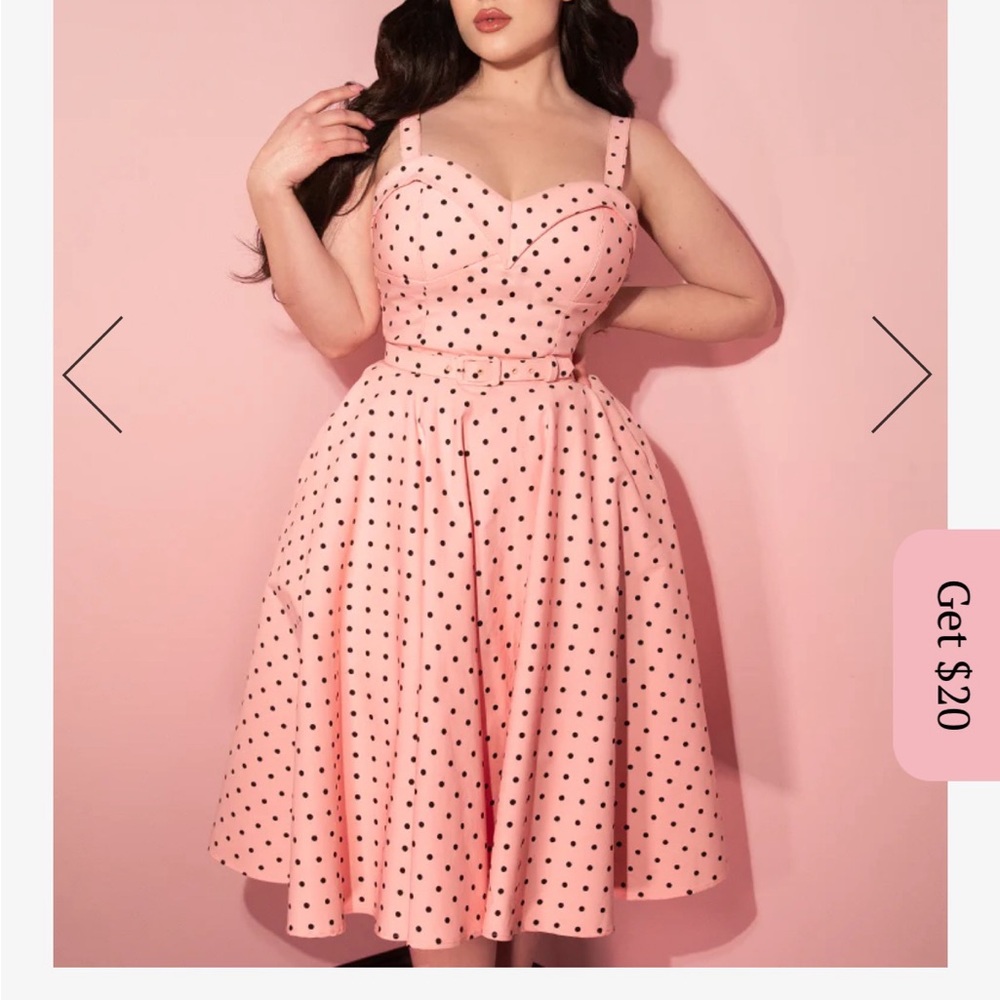 Vixen by Micheline Pitt Rose Pink Polka Dot Maneater dress - no longer available